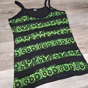 NWOT Green Bubbles Trippy Hippie Festival Patchwork Spaghetti Top